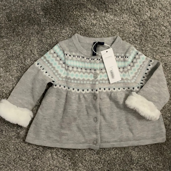 Janie and Jack NWT girls fur cuff sweater - Picture 1 of 4